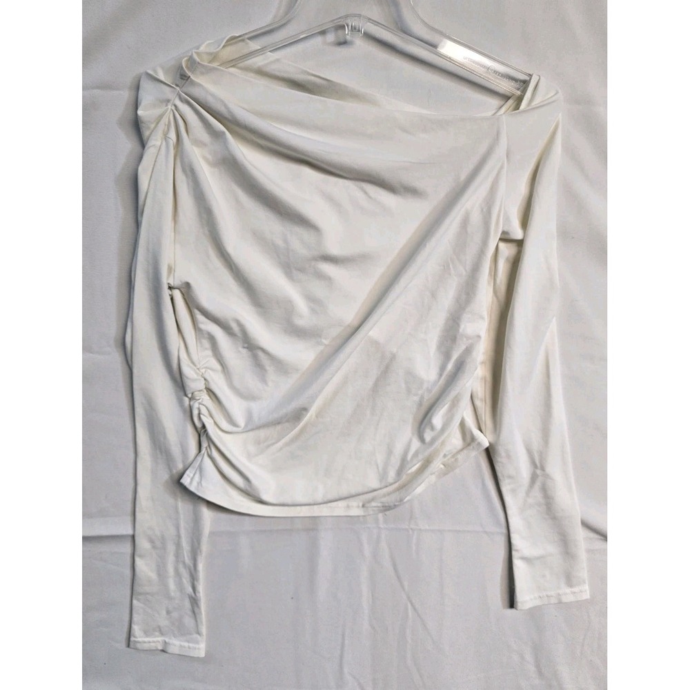 J.Crew Asymmetrical Off-the-Shoulder Top in Stretch Cotton Blend Ivory M NWT